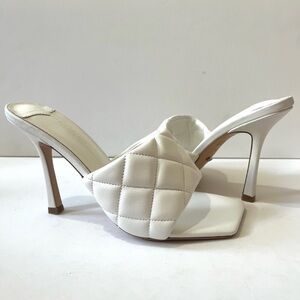TONY BIANCO BETTY Quilted White Sheep Leather Slip on Heels Slides 9